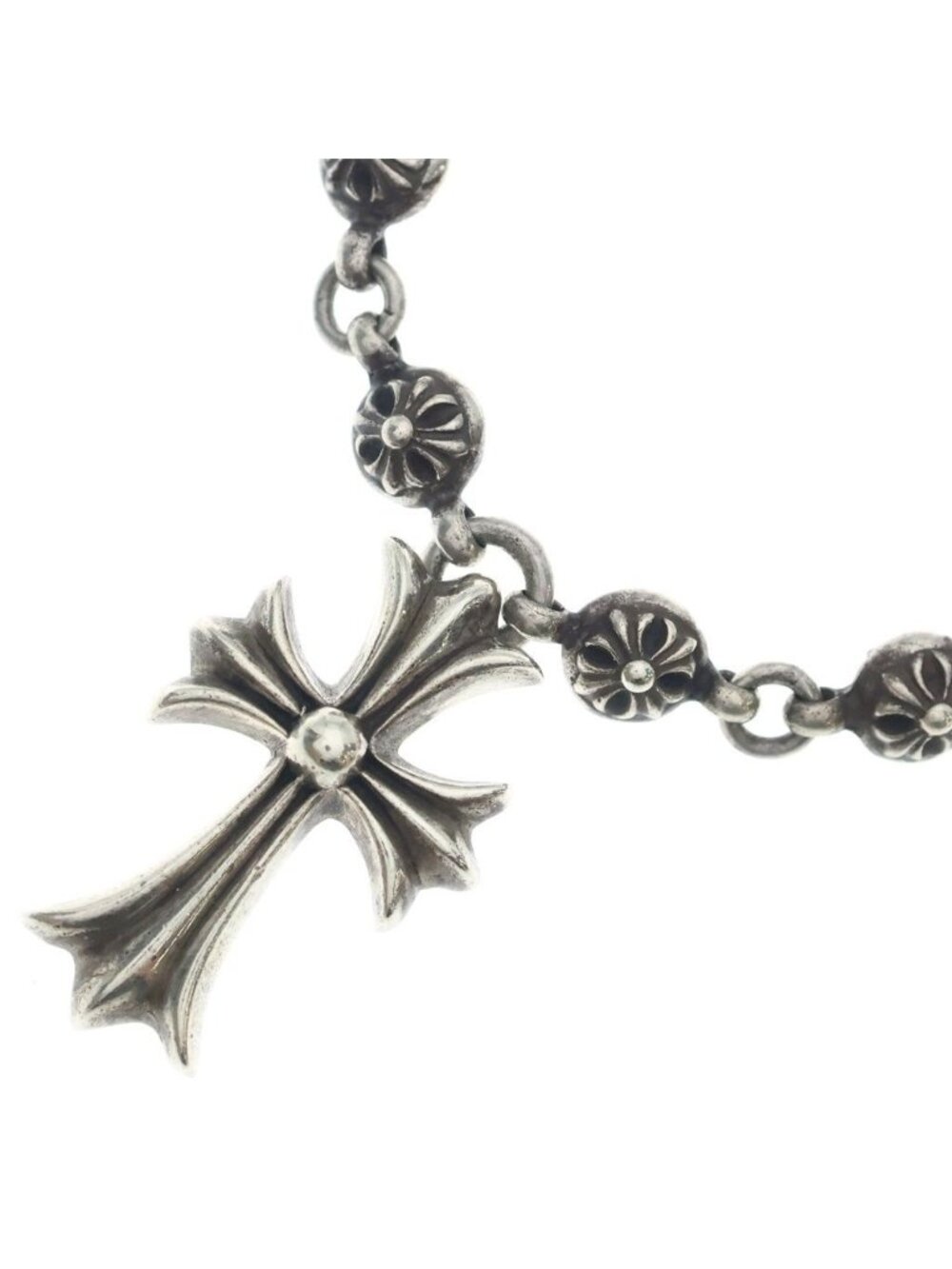 Chrome Hearts 1 CH Cross Ball Chain Small CH Necklace Silver